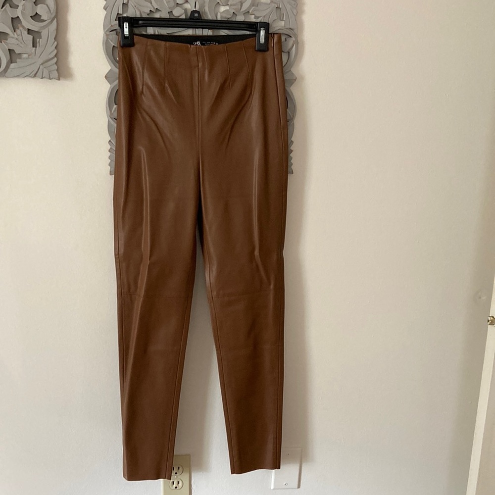 Zara Brown Faux leather pants Size S/26